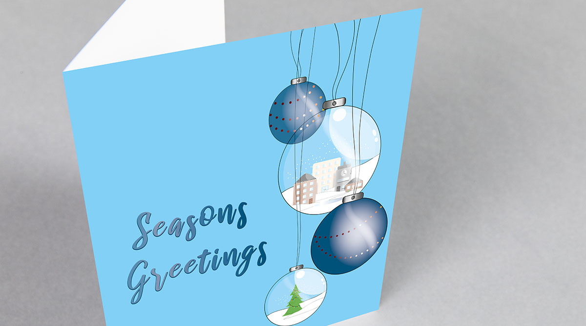 Christmas hanging baubles card